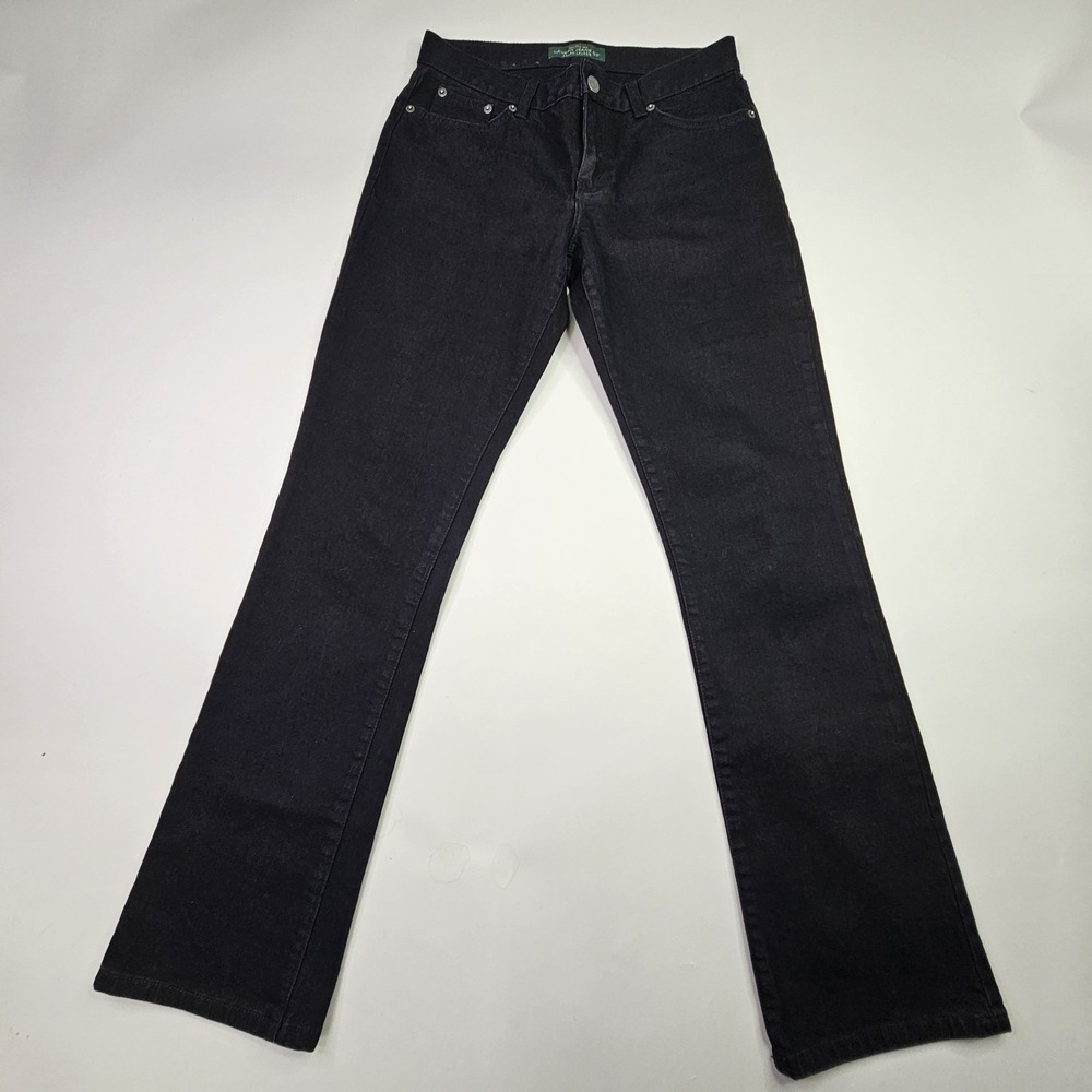 Lauren Ralph Lauren Jeans Women 4 Black Modern Slim Straight Leg Stretch Cotton - Picture 2 of 16